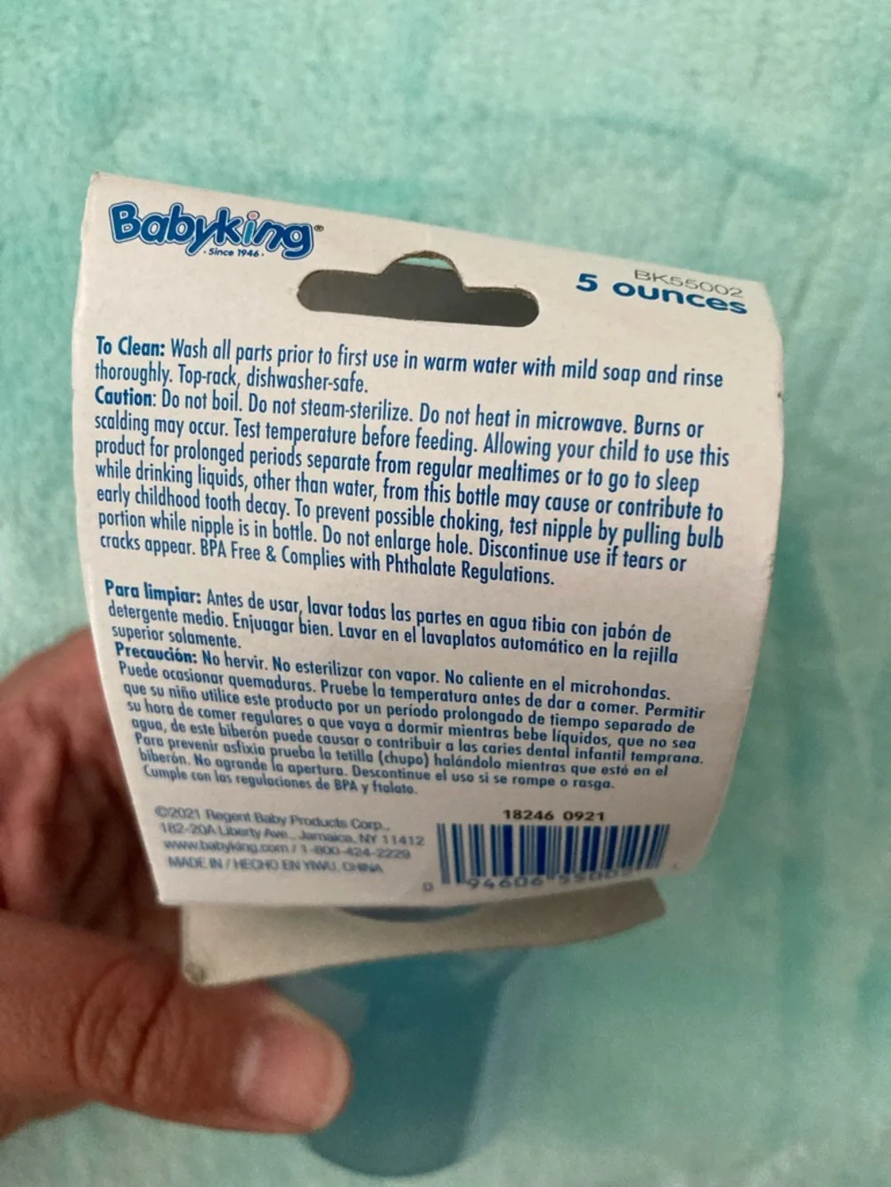 Babyking NWT 5 Ounce Light Blue Baby Bottle